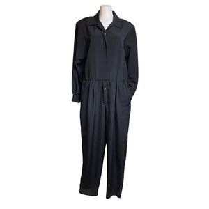 80s Vintage Chaus Black Long Sleeve Blousy Lightweight Classic Jumpsuit Size 12